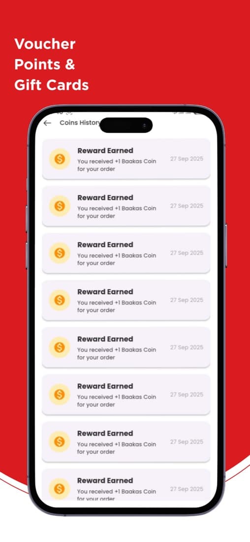 Baakas app rewards and voucher screen poster